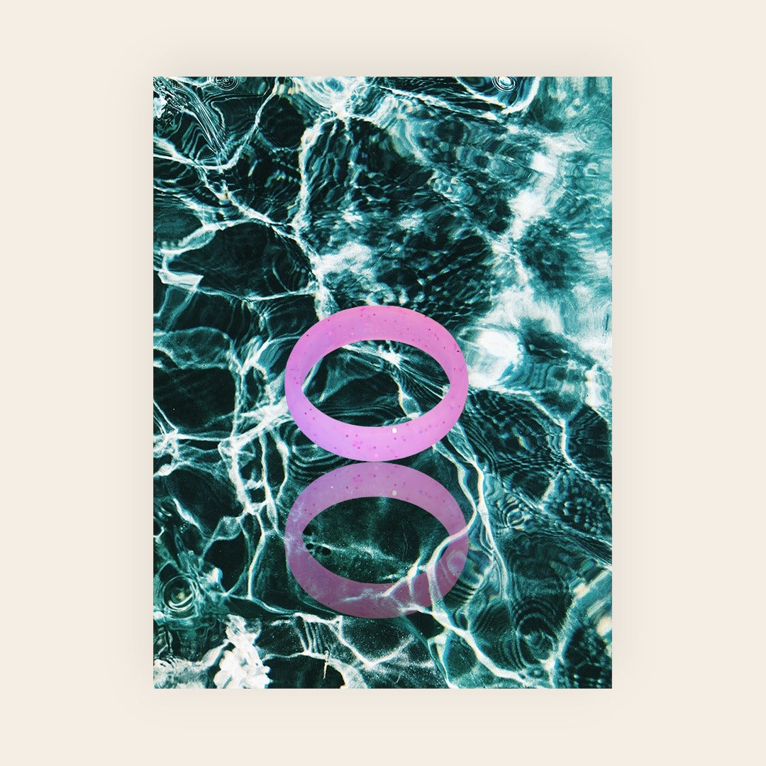 Pink sparkle silicone ring for women by Dura Gear flexible and lightweight