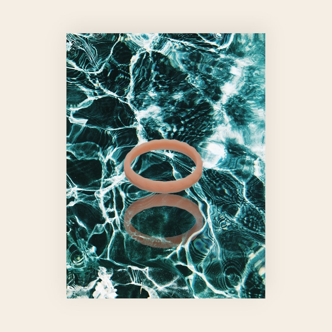Pink gold silicone ring by Dura Gear, flexible comfortable ring for gym, work and everyday wear